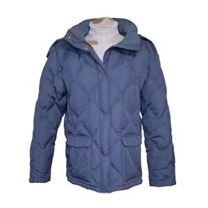 Land’s End  Goose Down Puffer Jacket Large 14-16 Gray Quilted‎ Full Zip
